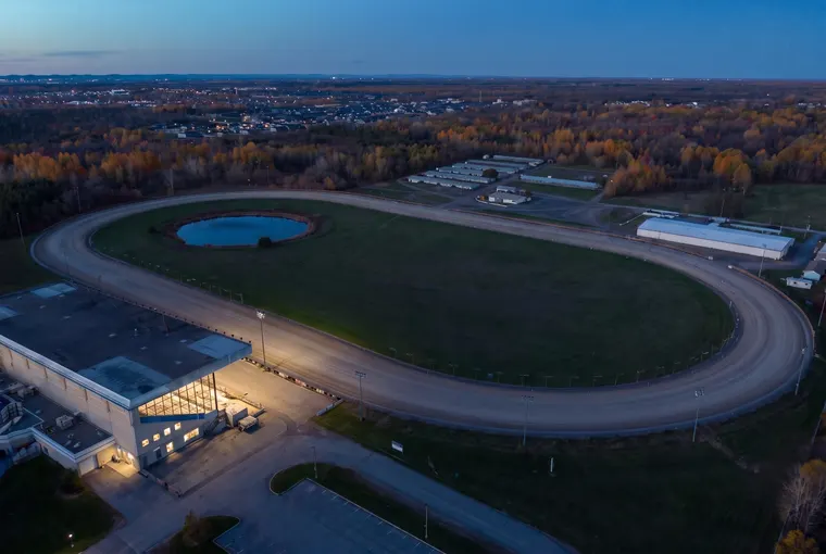 Old track oval beside Hard Rock Ottawa at dusk
